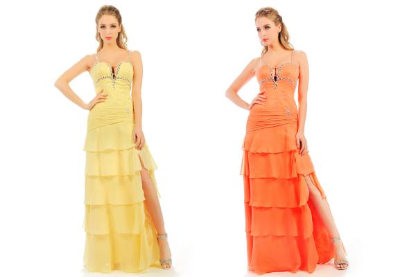 Abendkleid WD14127 gelb / orange
